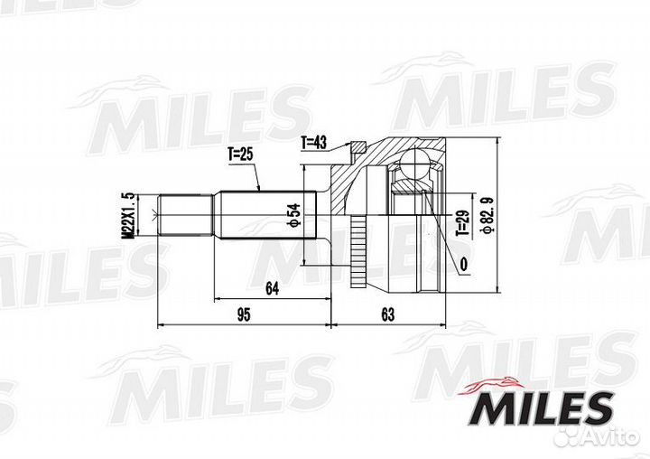 GA20250 Шрус mitsubishi carisma 1.6-1.9td 96-06 на