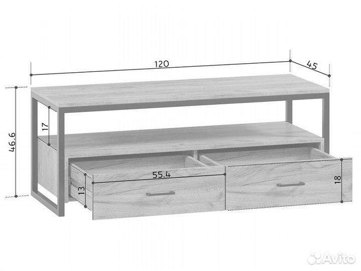 Тв-тумба Лофт Дуб Золотистый