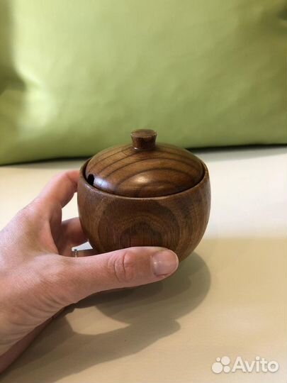 Сахарница. Бочонок из дерева. Десертница с крышкой