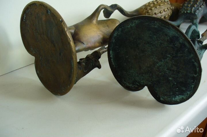 Подсвечник Лягушки.Латунь.Бронза