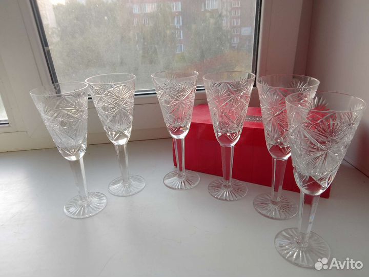 Фужеры хрустальные СССР 18,5 и 20 см