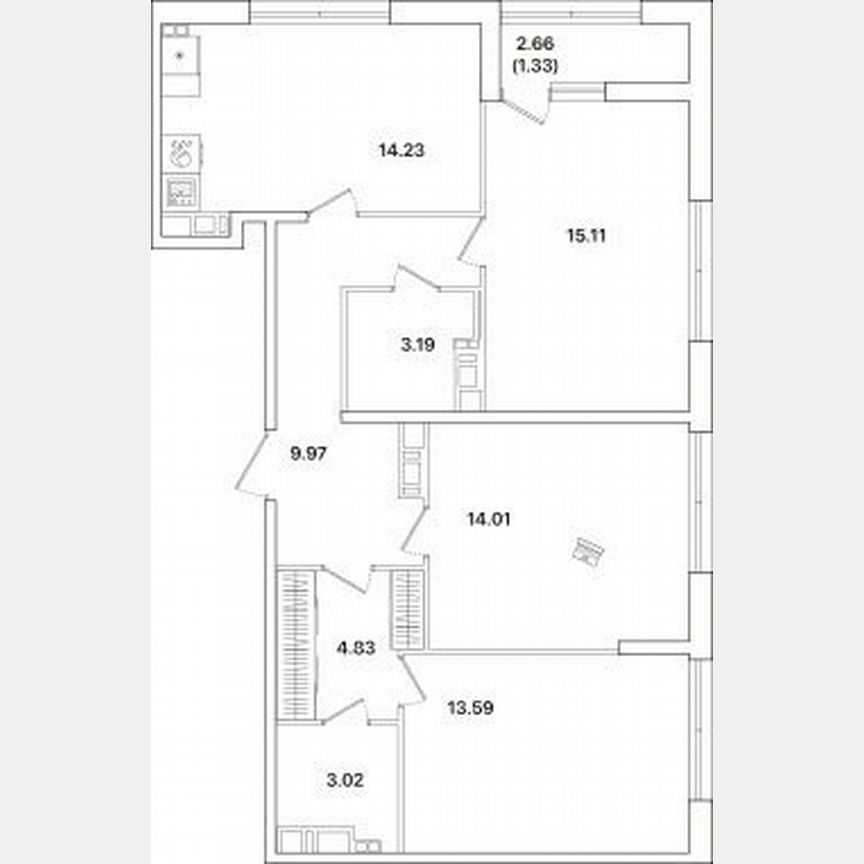 3-к. квартира, 79,3 м², 12/12 эт.