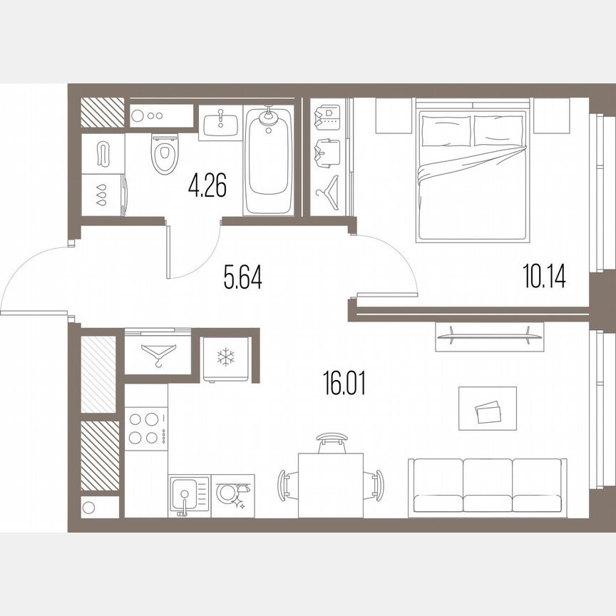 1-к. квартира, 36,1 м², 10/10 эт.