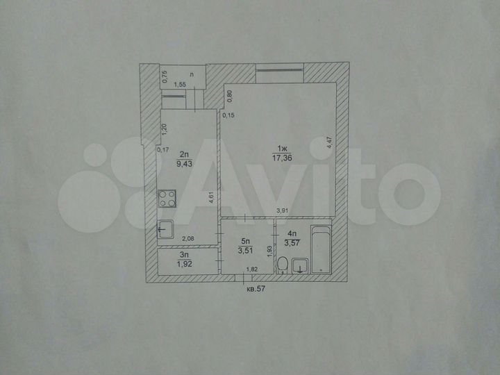 Комната 36 м² в 1-к., 4/9 эт.