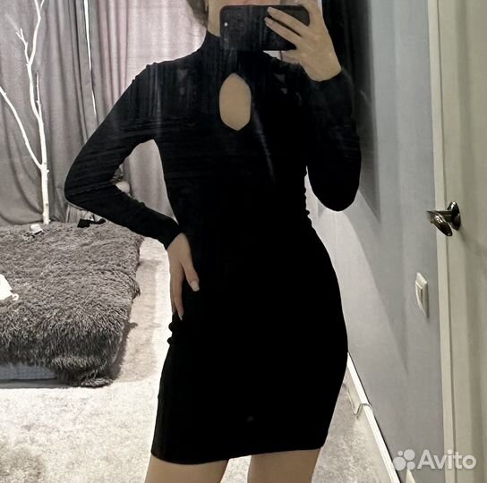 Черное водолазка платье мини yuka