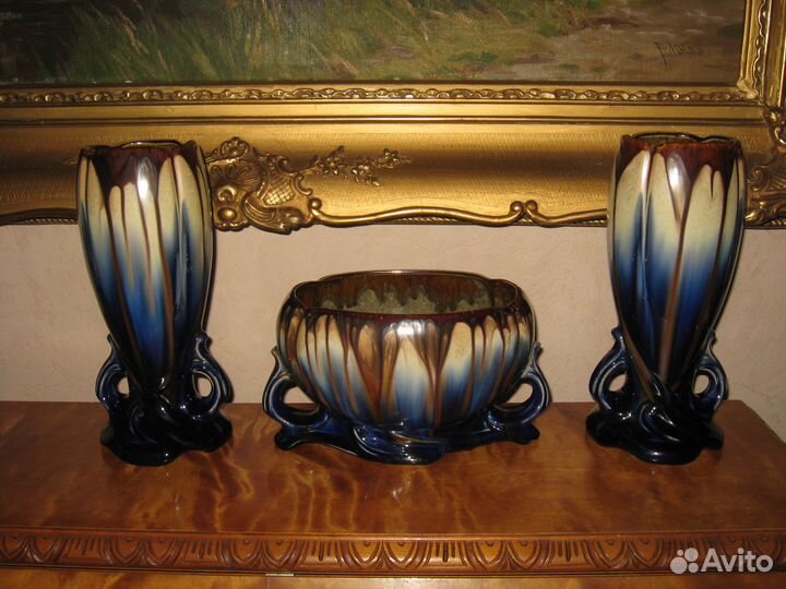 Шикарные антикварные вазы майолика