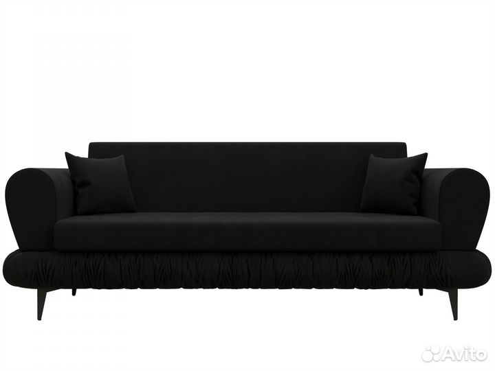Диван прямой Лига-045, микровельвет, черный