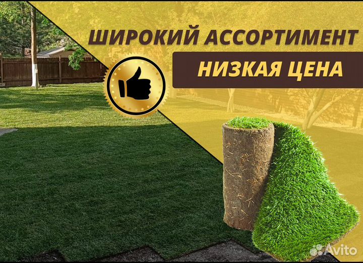 Рулонный газон Стандарт доставка укладка