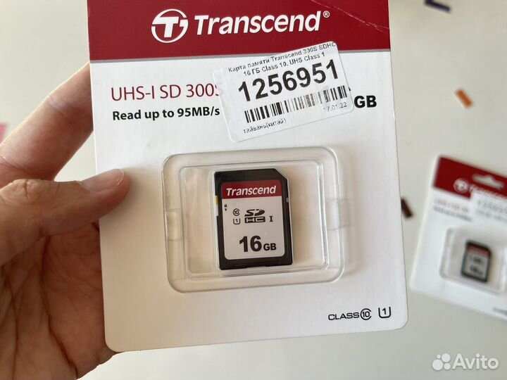 Карта памяти microsd 16 Гб Transcend