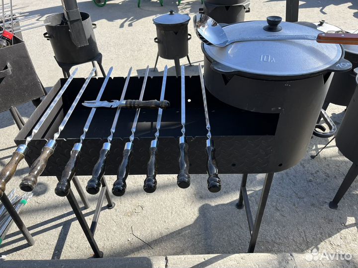 Казан 10л + мангал + половник + краги