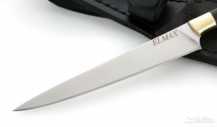 Нож Шеф №7 сталь Elmax рукоять карельская береза-ч