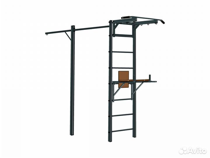 Комплекс RT2 с турником пп и кронштейном серая