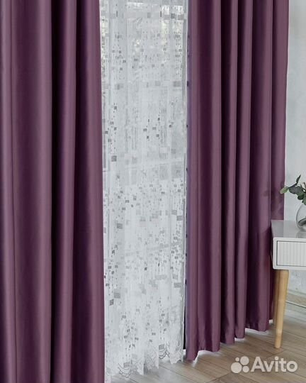 Комплект Шторы и Тюль Адора Пурпурный+Мона