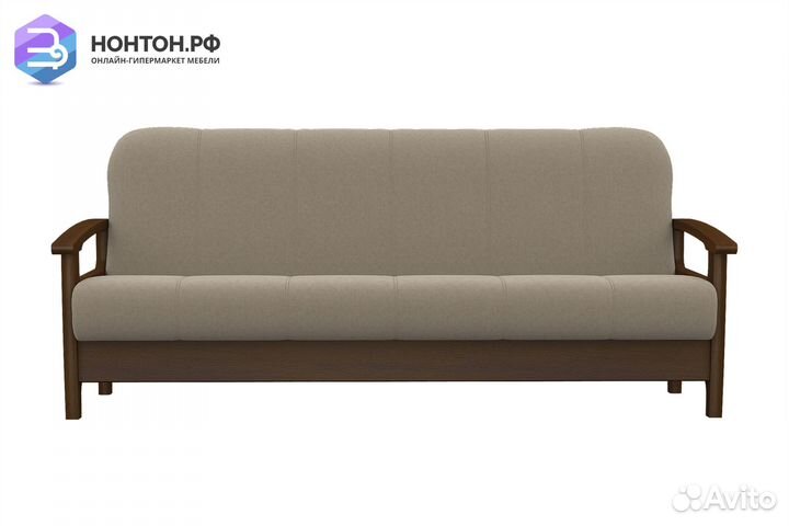 Диван книжка Омега бежевый / орех