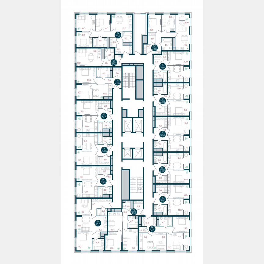 2-к. квартира, 42 м², 12/32 эт.