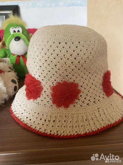 Шляпка панамка для девочки с цветочками