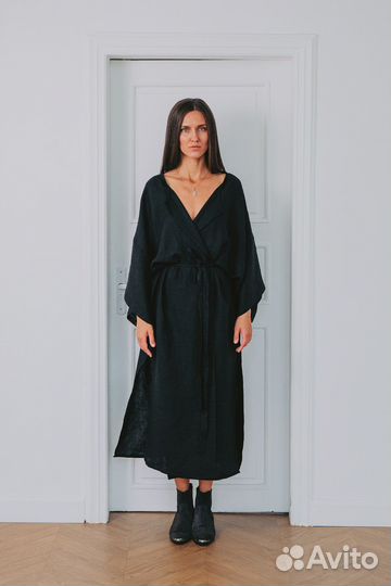 Черное платье кимоно