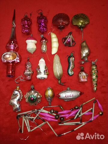 Стеклянные старинные ёлочные игрушки СССР