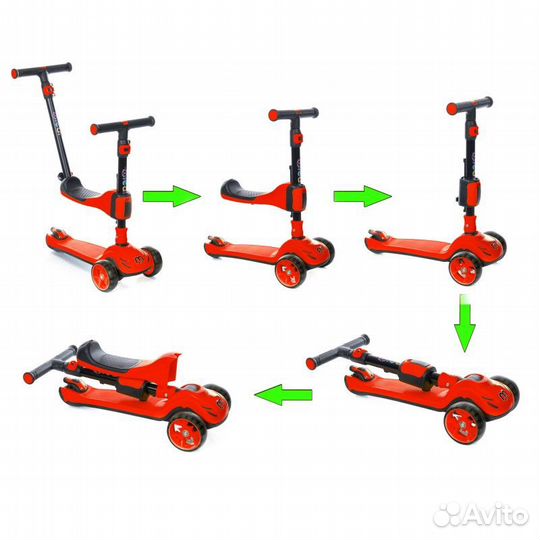 Самокат беговел Micar Transformer black-red Новый