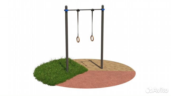 Турник с кольцами воркаут уличный на хомутах