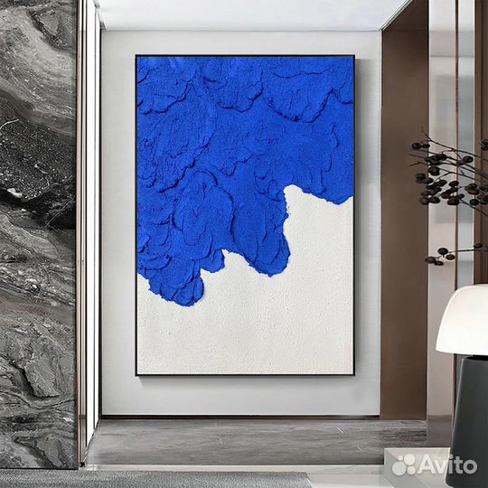 Текстурная картина маслом абстракция синим