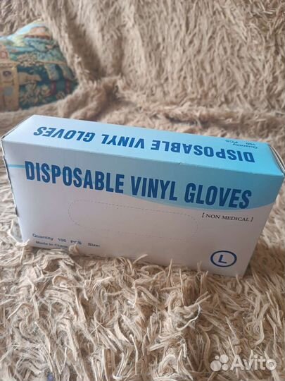 Перчатка виниловые, одноразовые