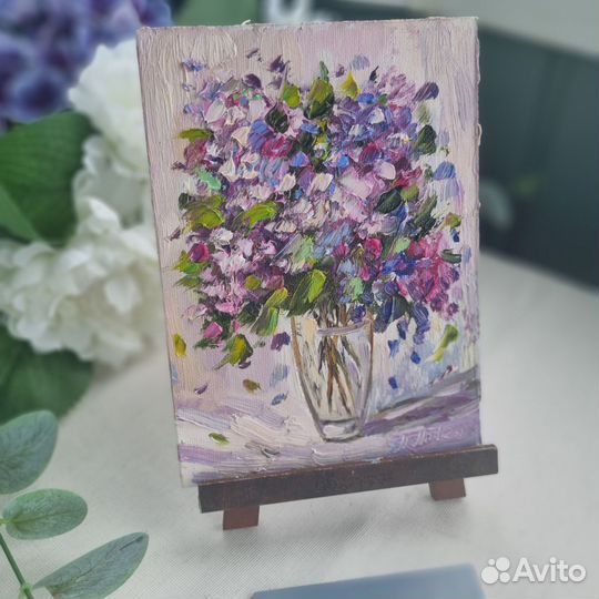 Сирень картина маслом натюрморт с сиренью