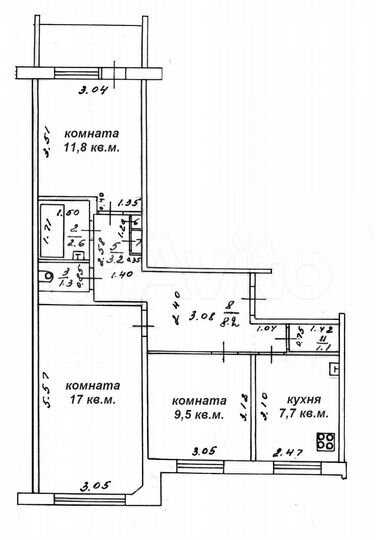 3-к. квартира, 62 м², 1/9 эт.