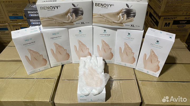 Перчатки виниловые прозрачные