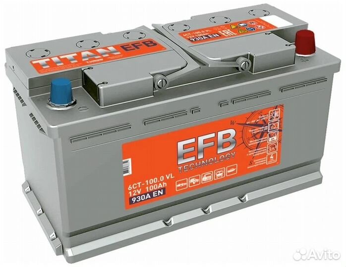 Аккумулятор titan EFB 6ст-100.0 VL