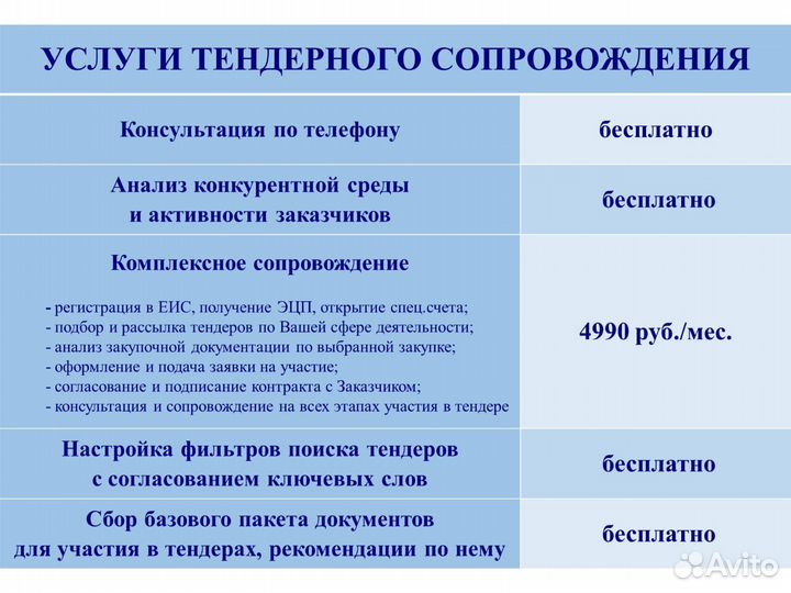 Тендерное сопровождение. Подача заявки. Обучение