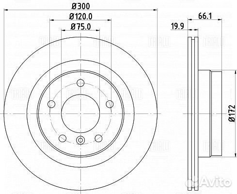 Диск тормозной задний 300x20/66-5x120 bmw e81/e87