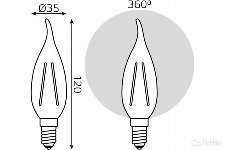 Лампа Gauss Black Filament Свеча на ветру Е14, 11