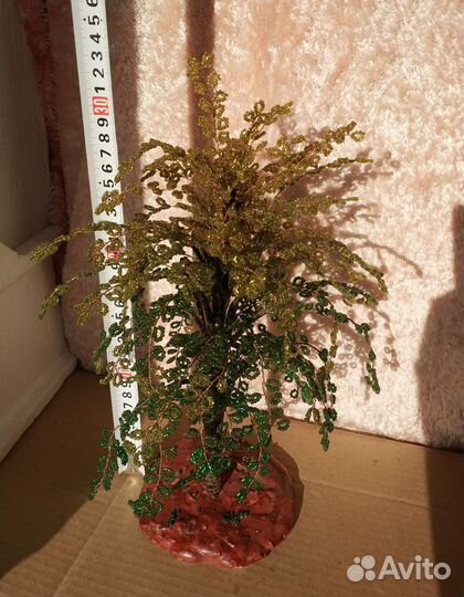 Дерево бисер Высота 35 см СССР Ручная работа Берез