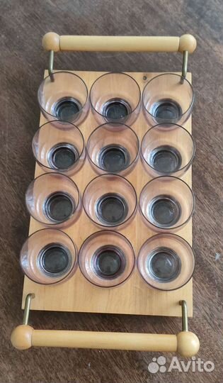 Стопки 12 шт. из марганц-го стекла СССР на подносе