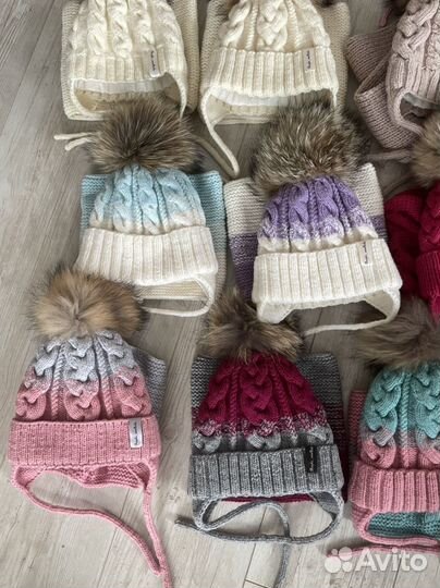 Комплект шапка, шарф для девочек зима