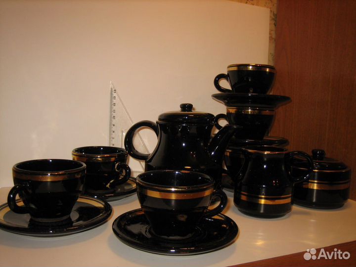Чёрный кофейный сервиз - винтаж