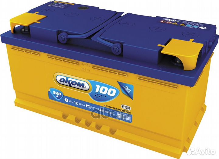 АКБ akom 6ст-100VL 100Ah 850A - обратная 353