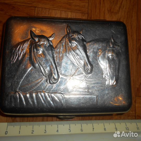 Портсигар тройка латунь