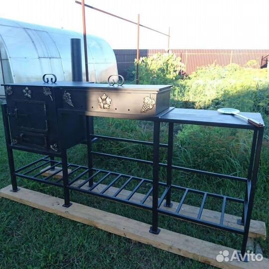 Мангал с печью под казан+столик