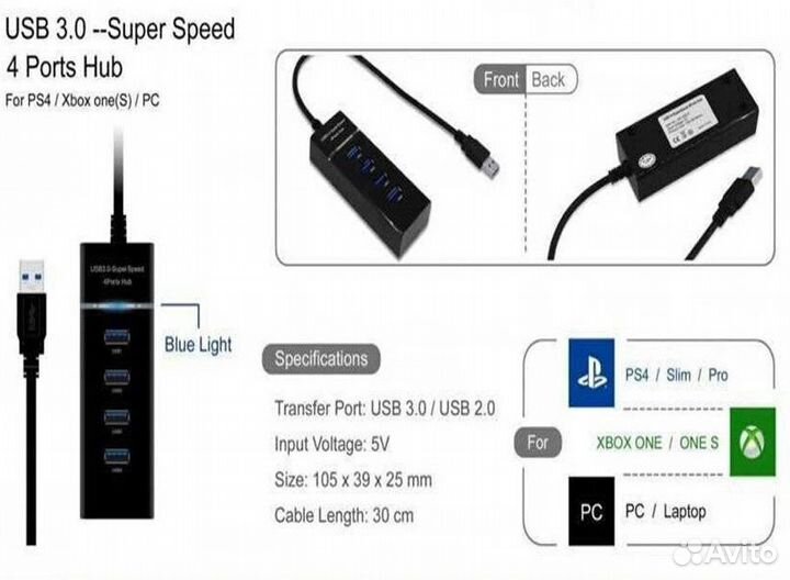 PS4 USB 3.0 HUB, Разветвитель USB