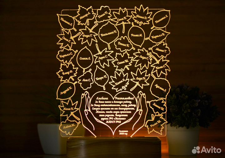 Подарок учителям (ночник именной)