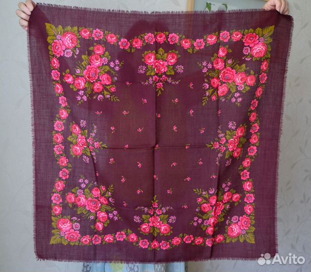 Платок винтаж красный