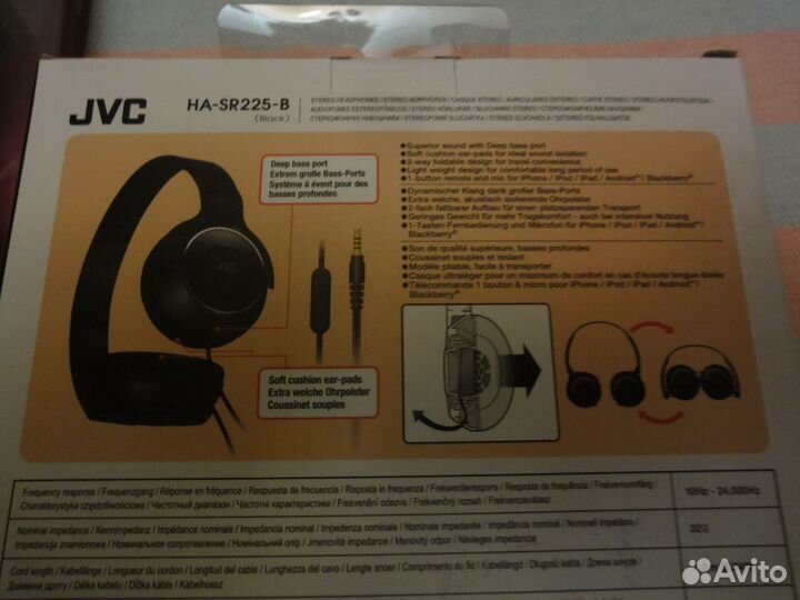 Наушники складные накл.,JVC,черный,новые