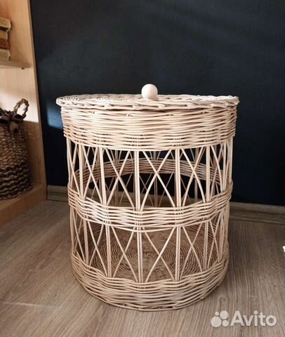 Корзина плетёная для хранения с крышкой