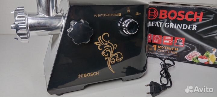 Мясорубка bosch электрическая с насадками,реверсом