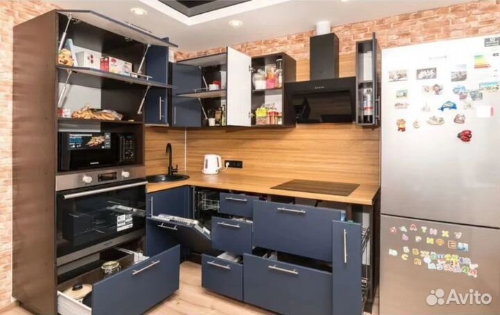Синий кухонный гарнитур цена за всё
