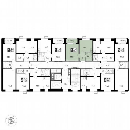1-к. квартира, 34,3 м², 7/25 эт.