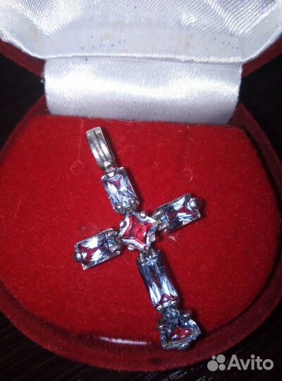 Крестик серебро 925 с топазами