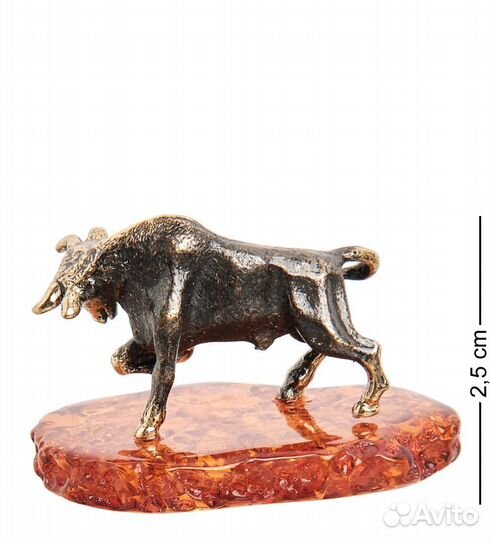 Фигурка Бык (латунь, янтарь) A2101819